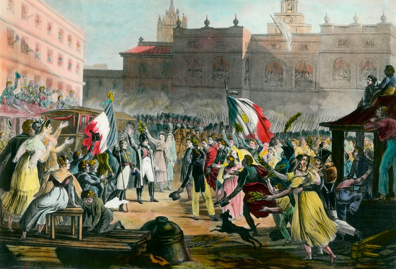 Bonaparte Napóleon (1769-1821) visszatérése Elba-szigetről Grenoble-ba 1815 márciusában. Metszet 1815 körül Magángyűjtemény alkotó: French School