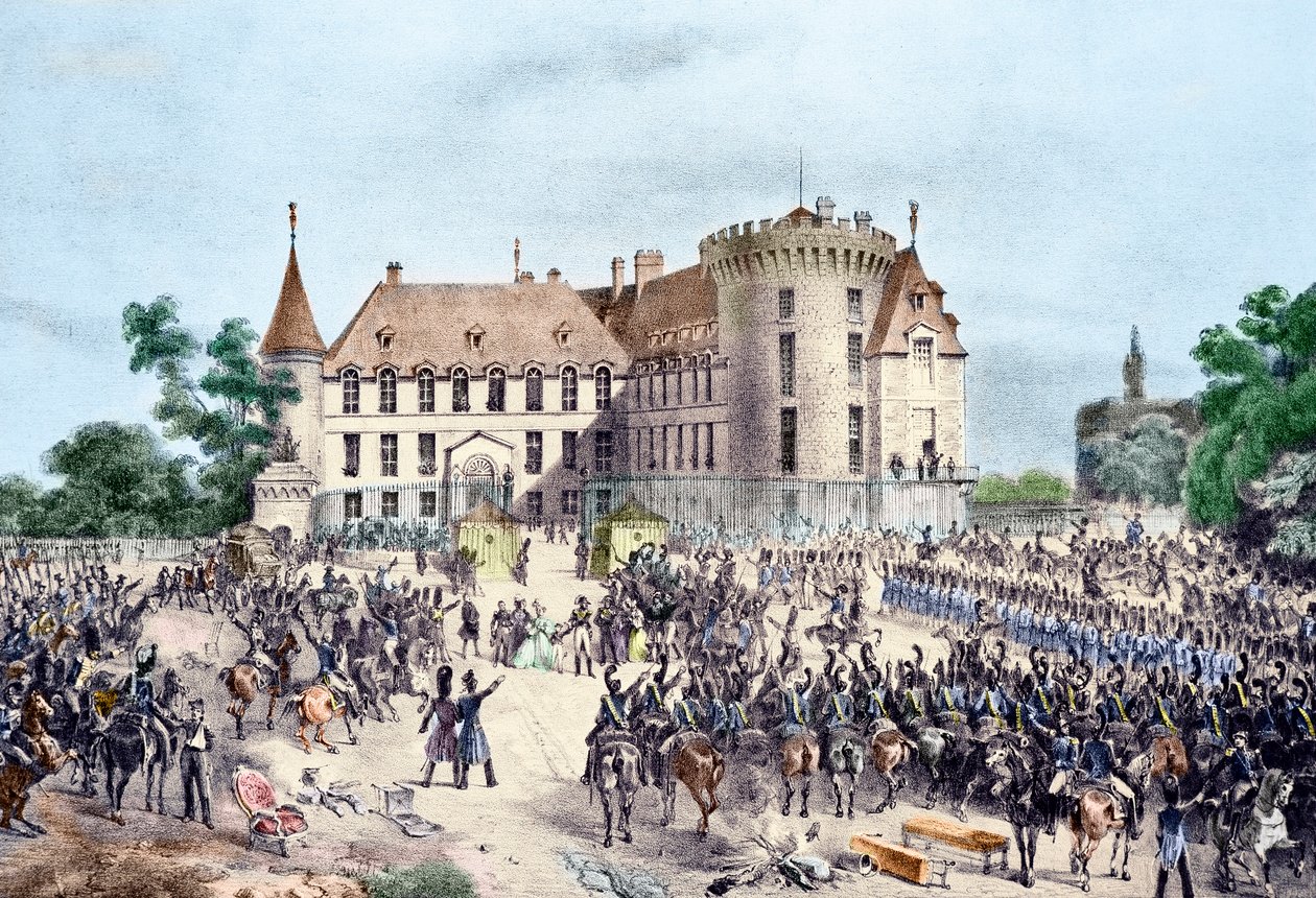 1830-as forradalom, X. Károly bemutatja a Nemzetőrségnek (metszet) alkotó: French School