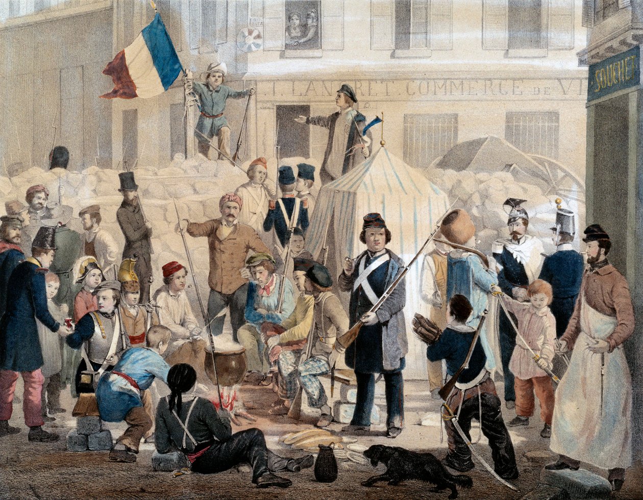 1848-as forradalom: a rue Coquenard barikádja (február 25. alkotó: French School
