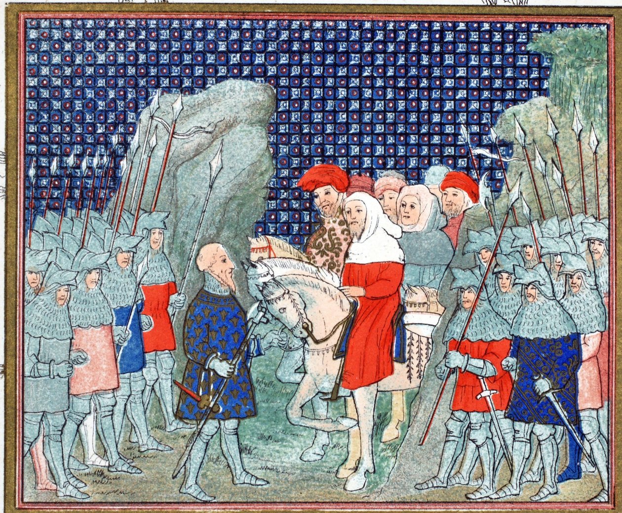 II. Richárd elárulta Penmaur Rhosban, és Northumberland hercege fogságba esett, faxmásolat a Le Prinse et Mort du Roy Richartból, Jean Cretontól, újranyomva 19. század alkotó: French School