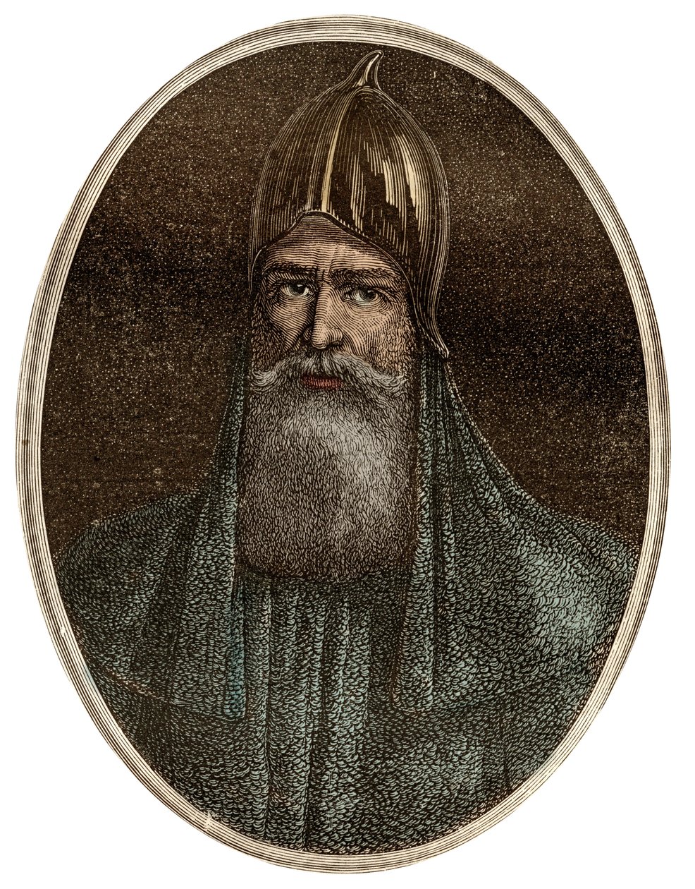 Riourik (Riurik, Rurik Rouri) varegue herceg a 9. században - Rurik varángi törzsfőnök és a Kijevi Rusz alapítójának portréja (kb. 830-kb. 879) - Maurice La Charest új nemzeti enciklopédiája - 1870 - alkotó: French School