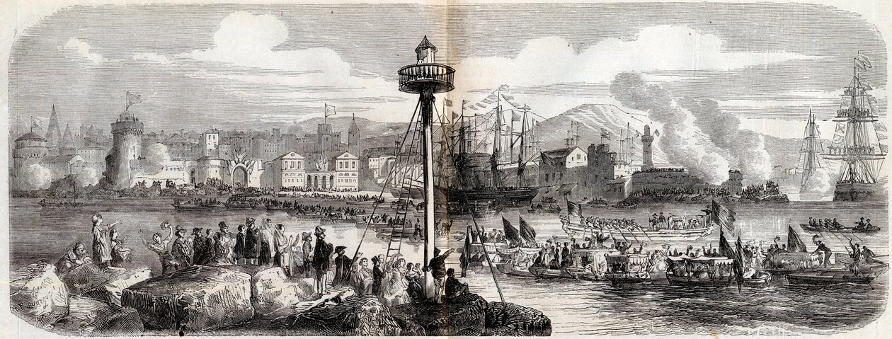 Risorgimento – (Ausztria elleni háború) – Napóleon herceg (Napoleon Jerome Bonaparte) által irányított francia hadsereg Livorno kiszállása – május 23. alkotó: French School