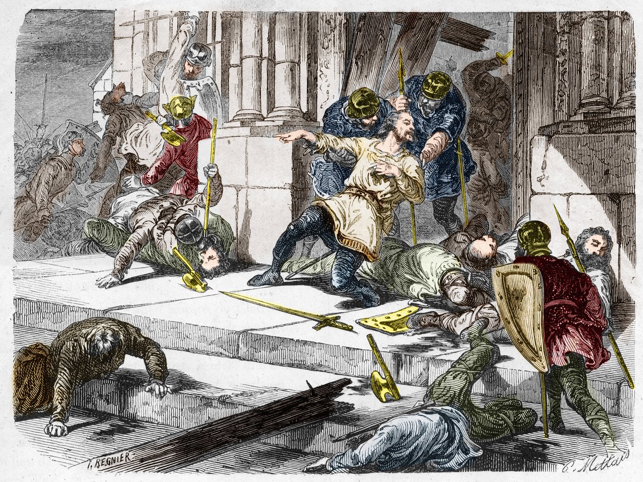 Róbert Erőd meghalt (körülbelül 815-866), Franciaország hercege a brissarthe-i csata során, 866-ban, szembeszállva a frankkal a breton és viking hadsereggel. Metszet Paul Lehugeur Histoire De France En Cent festményeibe, 1891 alkotó: French School