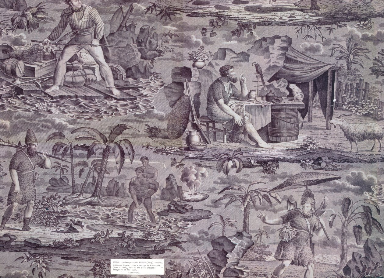 Robinson Crusoe, F. Pieters terve alapján, 1815-20 körül (hengernyomott pamut) alkotó: French School