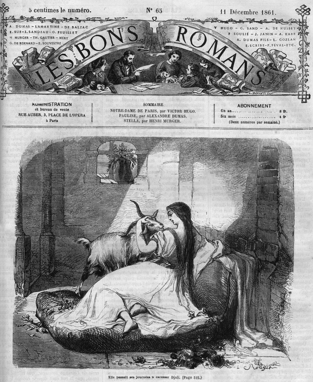 Római sorozat: Victor Hugo (1802-1885) „” Notre Dame de Paris””. Esmeralda és a kecske. Metszet a „Les bons romances”-ba alkotó: French School