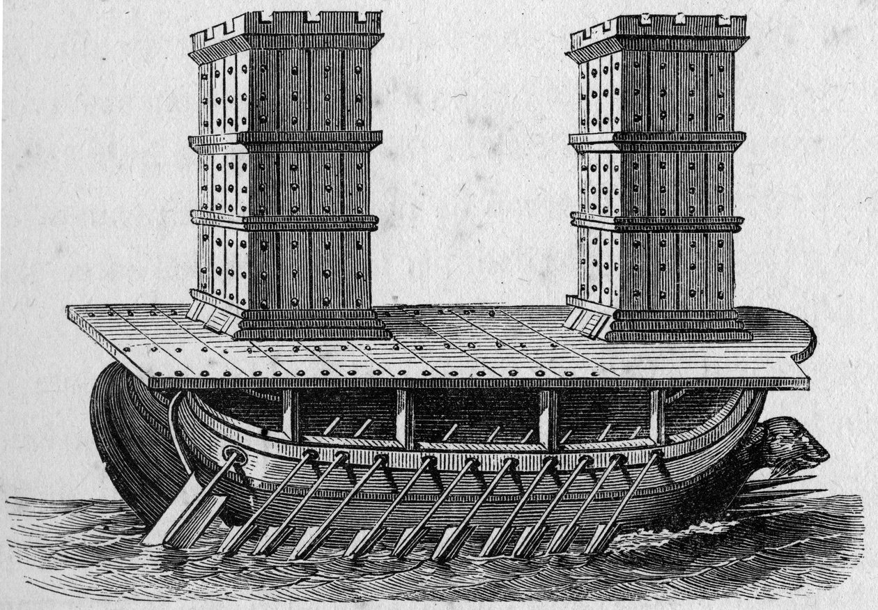 Római hajó egy tornya. Metszet a „La Marine et les colonies: kereskedelem alkotó: French School