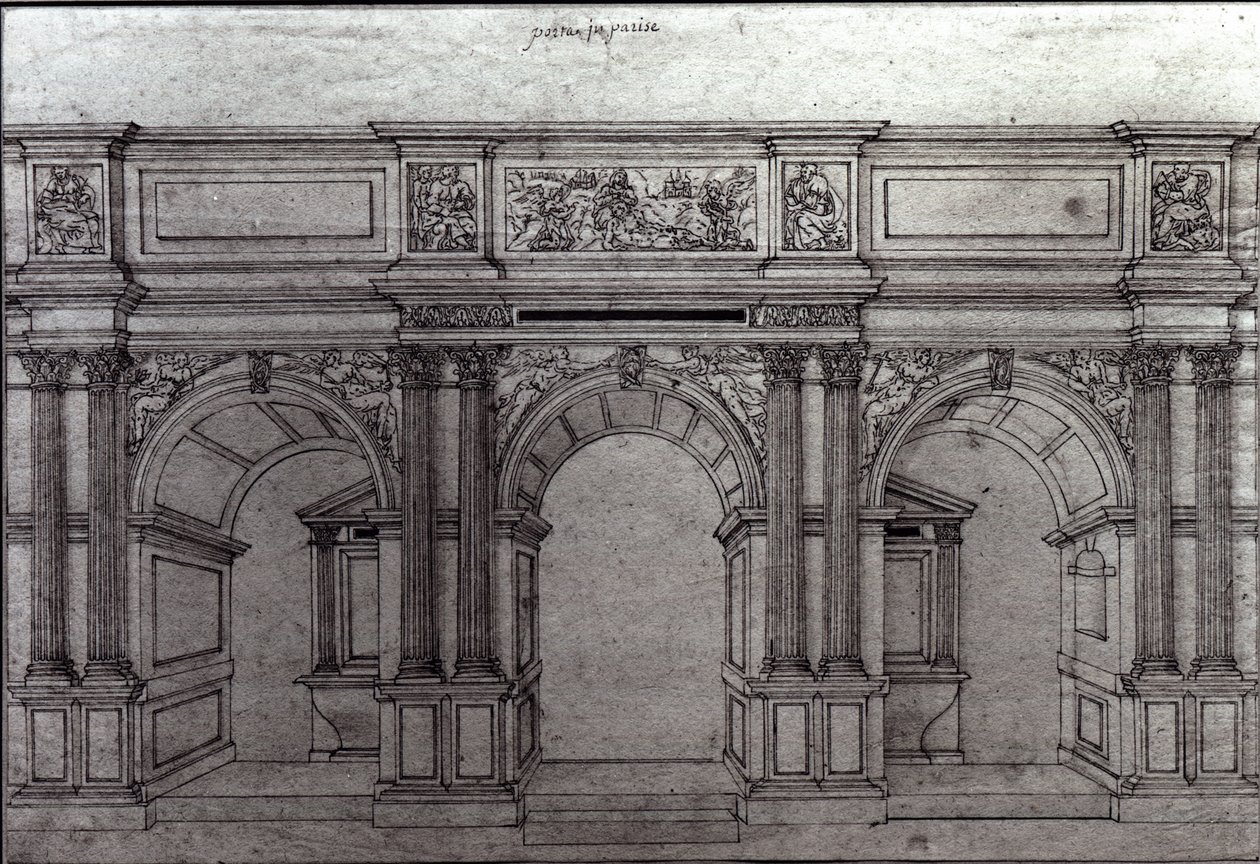 A Saint-Germain-lAuxerrois templom tetőképernyője, Pierre Lescot terve (1515-78) alkotó: French School
