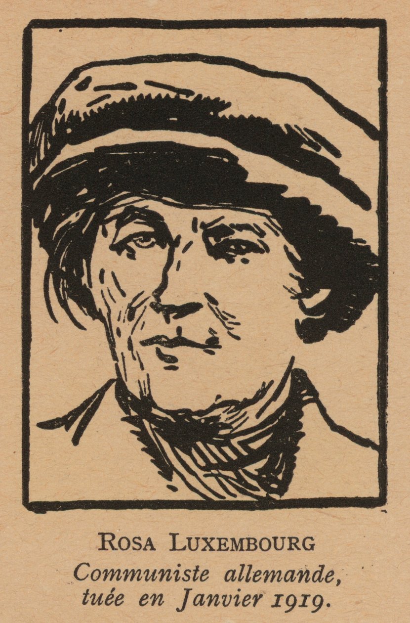 Rosa Luxemburg, német kommunista forradalmár, akit az 1919. januári spartakista felkelés után a freikorps meggyilkolt (litho) alkotó: French School