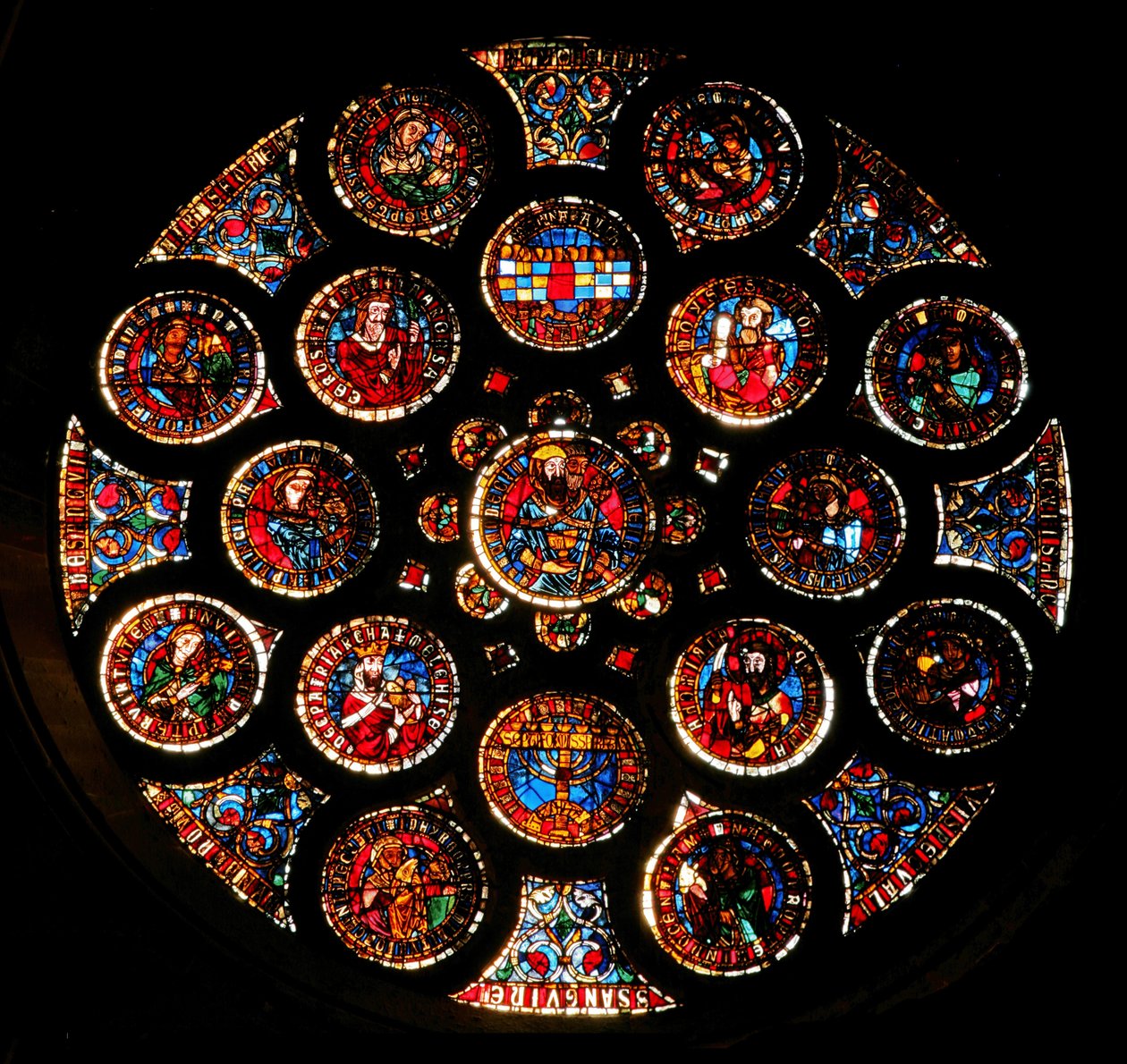 Az Ószövetséget ábrázoló rózsaablak, 1235 körül alkotó: French School