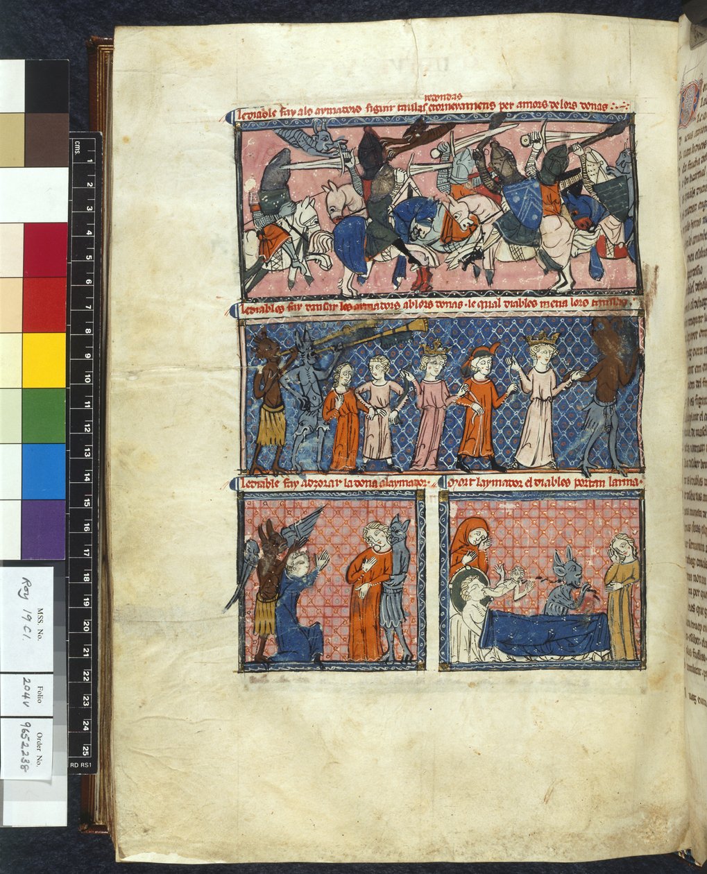 Royal 19 C. 1, f.204v Diabolic Temptations, illusztráció a "Le Breviari d