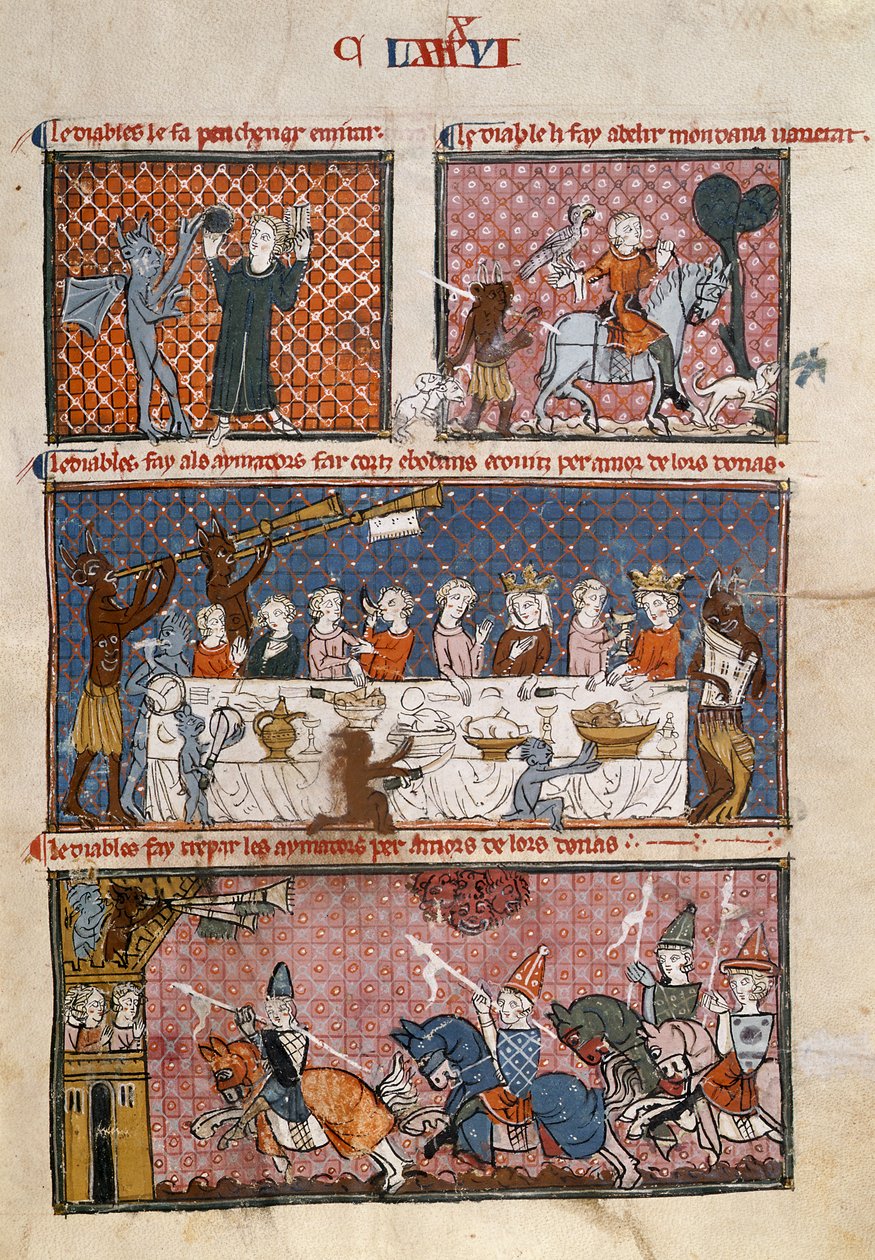 Royal 19 C. I fol.204 Diabolic temptations, Le Breviari d