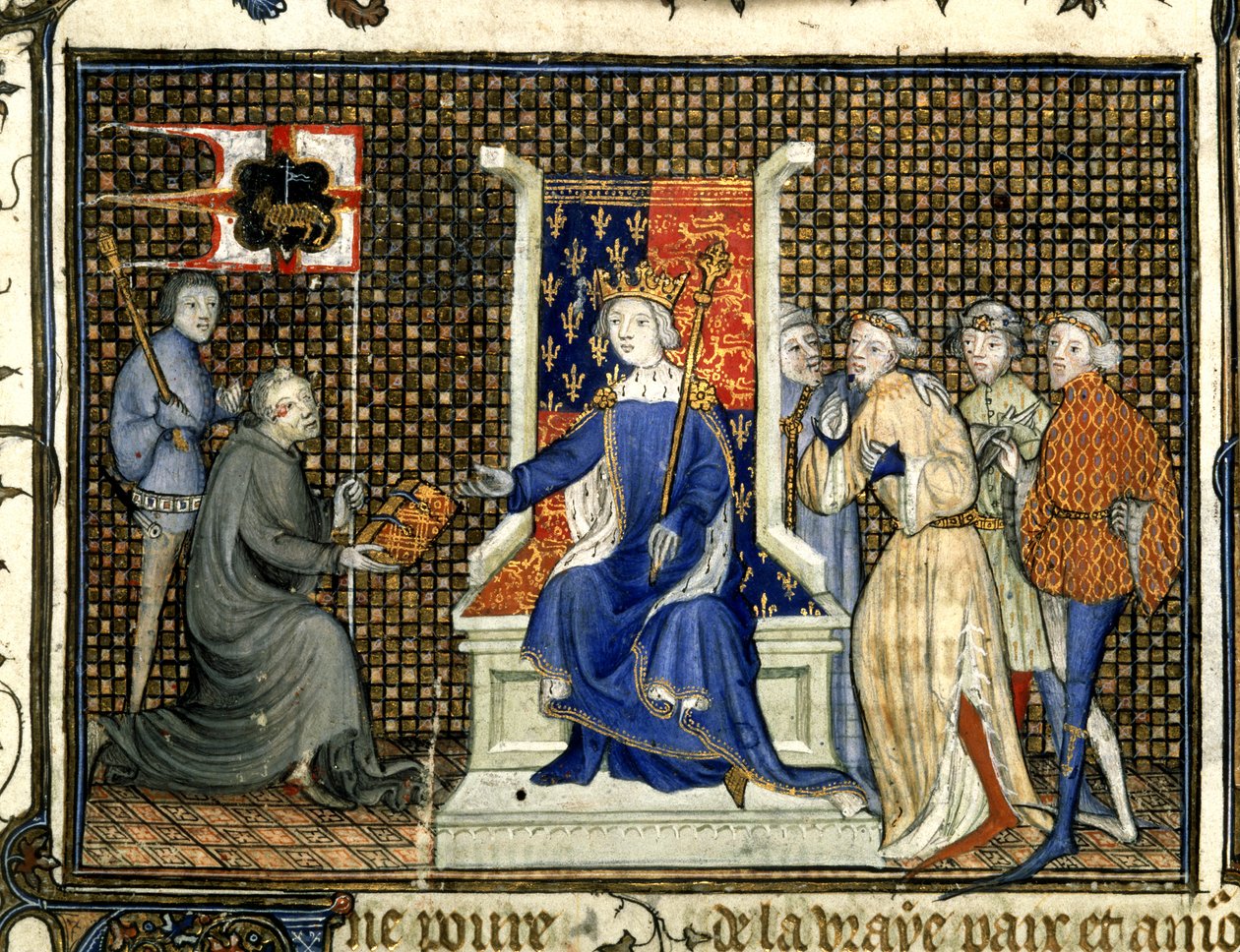 Royal 20 B. VI, f.2 Bemutató II. Richárdnak, Maizi „II. Richárd angol királynak címzett traktátus” alkotó: French School