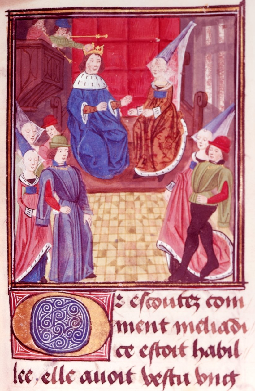 Royal 20 C.II fol.159 Cleriadus és Meliadice, a „Le rommant de Cleriadus et de Meliadice”-ből (vellum) alkotó: French School
