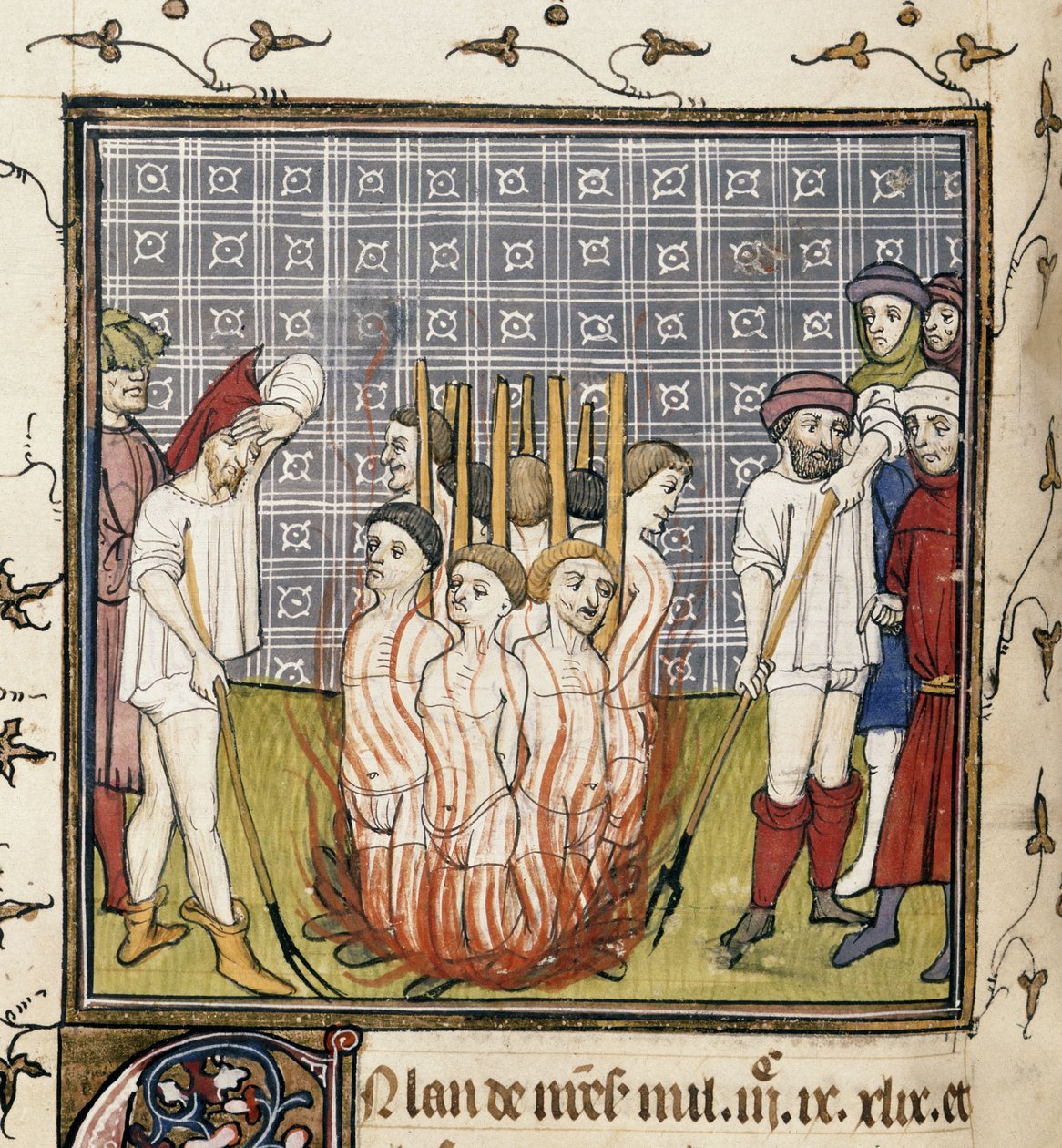 Királyi 20 C. VII, f.44v Templomosok égetése, illusztráció a "Chroniques de France ou de St. Denis"-ből (vellum) alkotó: French School