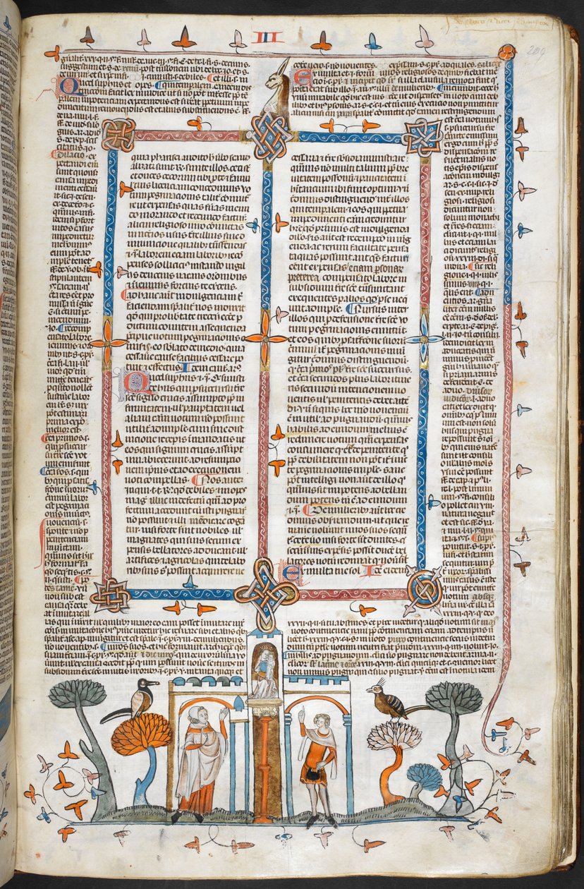 Royal MS 10 E IV, f.209r, A festő és az ördög, IX. Gergely dekrétáiból, pármai Bernard fényével ("Smithfield Decretals"), 1300-40 körül (vellum) alkotó: French School