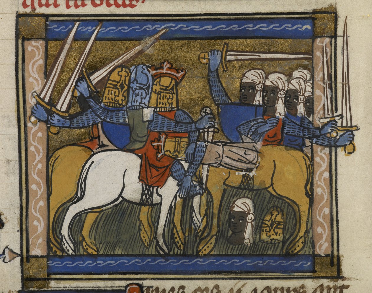 Royal MS 19 D I, f.77v Dzsingisz kán és Prester John csatája, a 