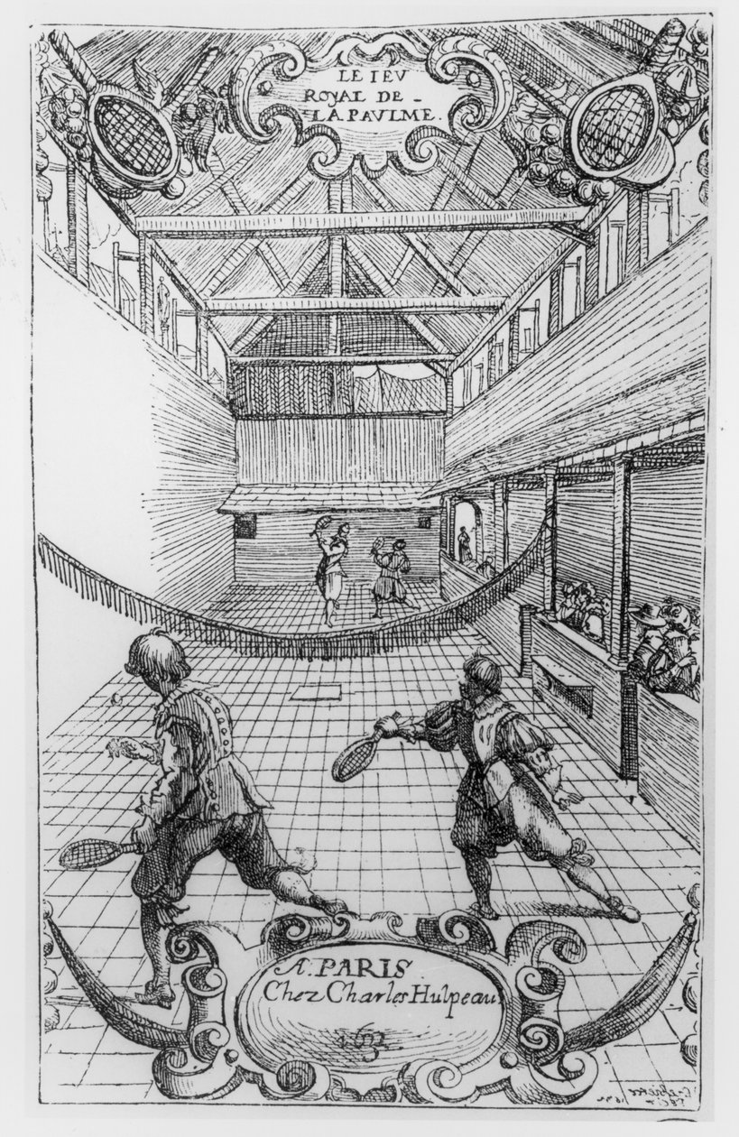 Royal Tennis, a Jeu Royal de la Paume előlapja, 1632 alkotó: French School