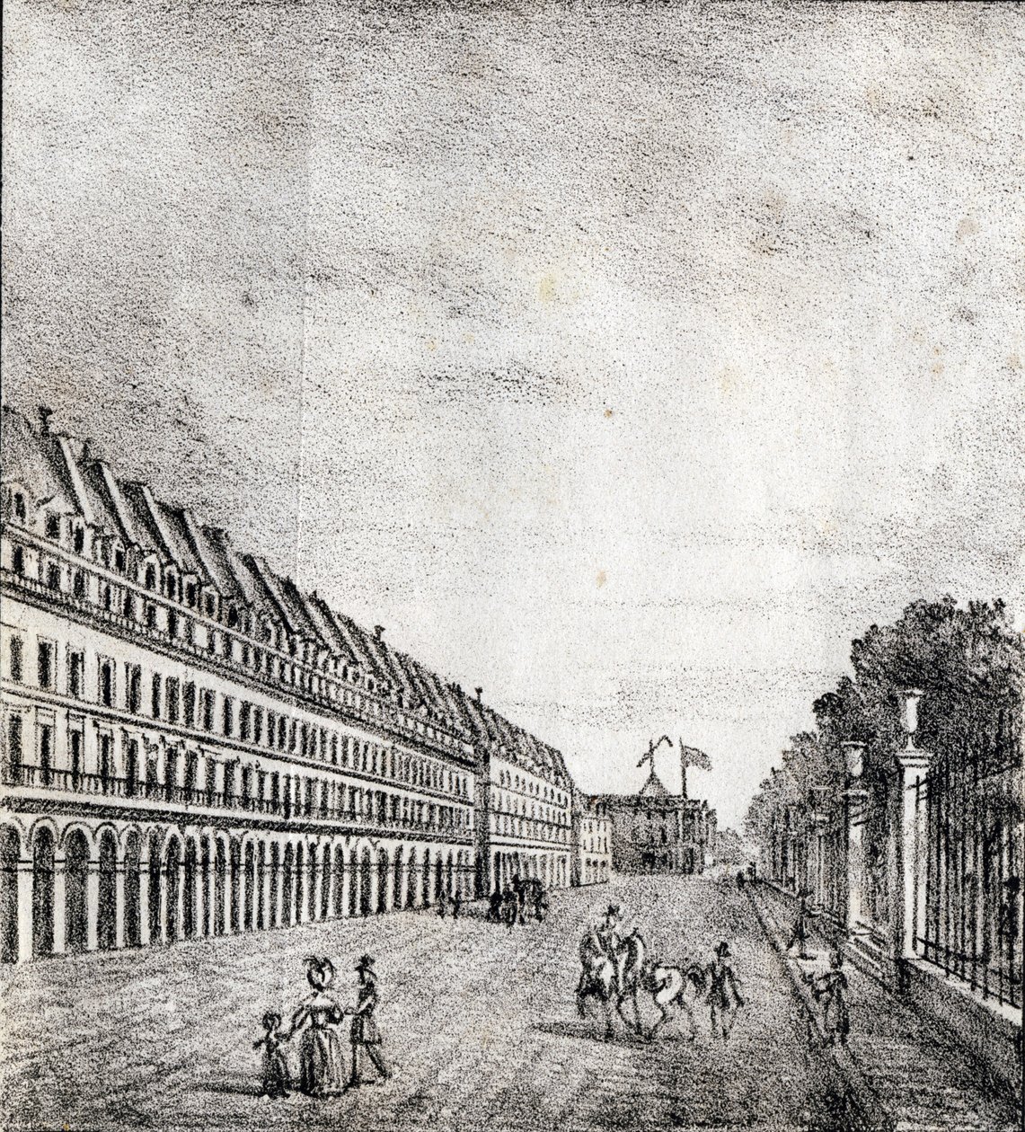 Rue de Rivoli, Párizs - "Alphabet Picturesque des Monumens de Paris" 1840 körül (metszet) alkotó: French School