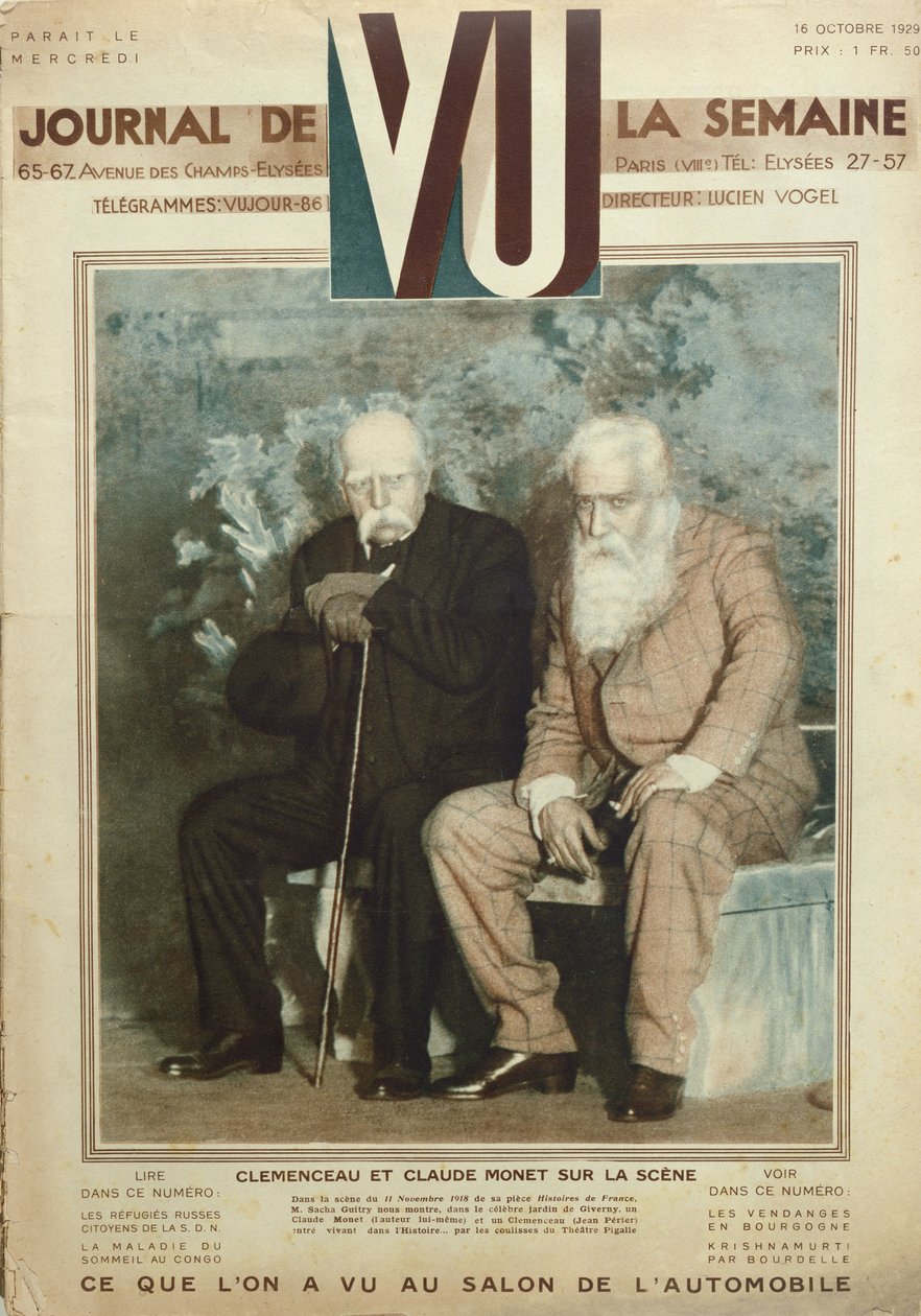 Sacha Guitry (1885-1957) Claude Monet-ként (1840-1926) és Jean Perier Georges Clemenceau-ként (1841-1929) a Histoires de France egyik jelenetében, a Vu magazinból, 1919. október 16. alkotó: French School