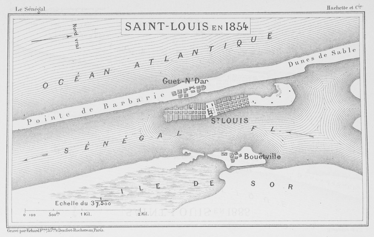 Saint-Louis 1854-ben, illusztráció a "Le Senegal..."-ból, Louis Leon Faidherbe, 1854 alkotó: French School