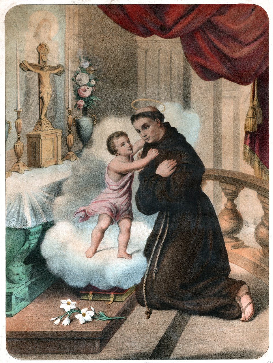 Páduai Szent Antal. (Litográfia, 1850 körül) alkotó: French School