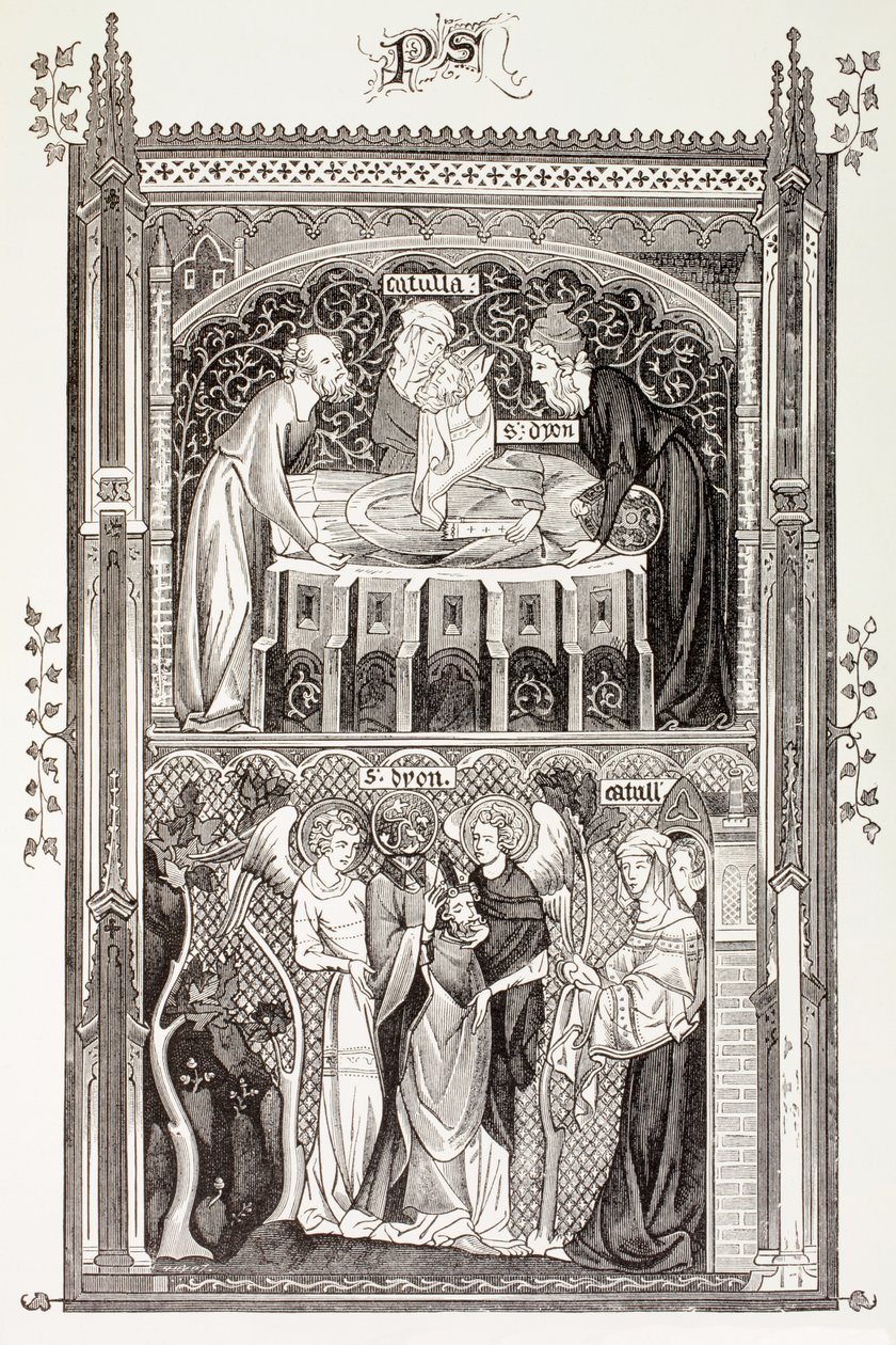 Saint Denis, Paul Lacroix „Katonai és vallási élet a középkorban” című művéből, London, 1880 körül. alkotó: French School