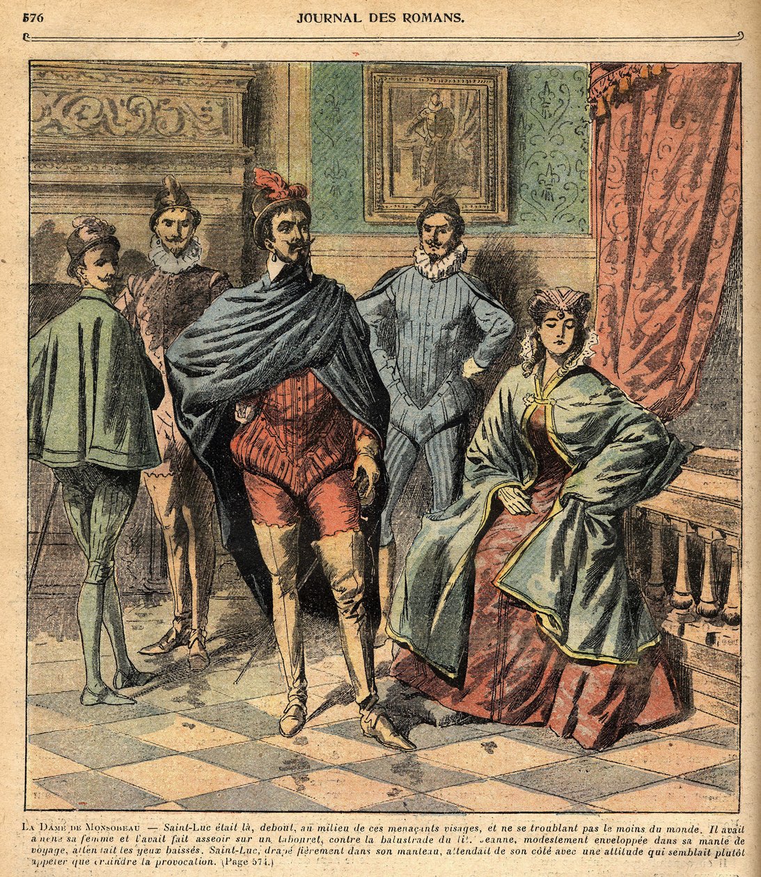 Szent Lukács elhozta feleségét, Jeanne-t. Alexandre Dumas „La Dame de Monsoreau” című regényének illusztrációja. a Journal of Illustrated Popular Novels-ben”. alkotó: French School