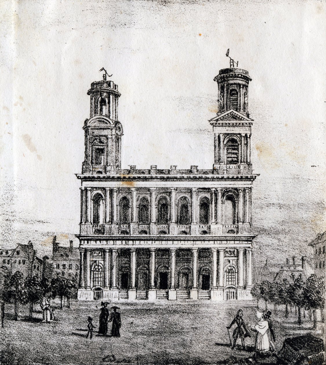 Saint Sulpice templom, Párizs - "Alphabet Picturesque des Monuments de Paris" 1840 körül (metszet) alkotó: French School