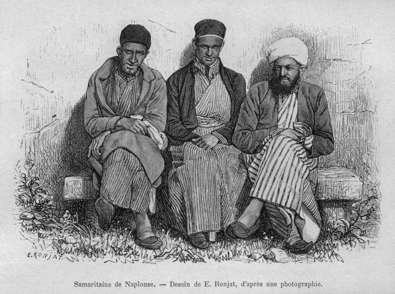 Nablus szamaritánusai, Szíriából ma. Utazások Föníciában, Libanonban és Júdeában. Louis Charles Emile Lortet 1875-1880, 1884 (bw metszet) alkotó: French School