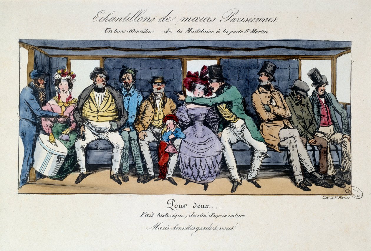 Példa a párizsi erkölcsökből: omnibusz pad a Madeleine-ből a Szent Márton kapujában. századi nyomatok. Párizs, Musee Carnavalet alkotó: French School