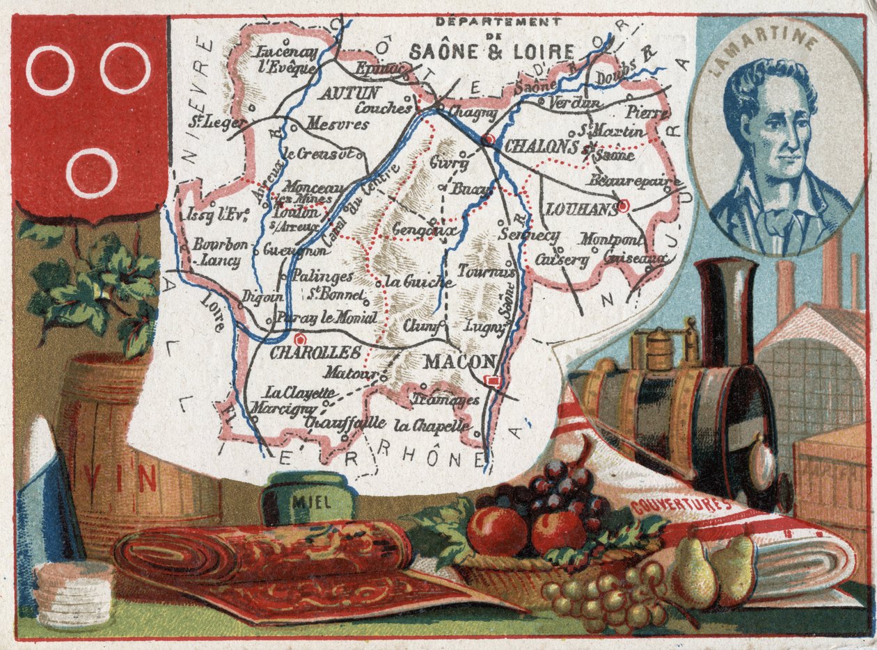 Saone et Loire (Saone-et-Loire, 71), Burgundia, Franciaország. Alphonse de Lamartine portréja (Alphonse Marie Louis de Prat de Lamartine alkotó: French School