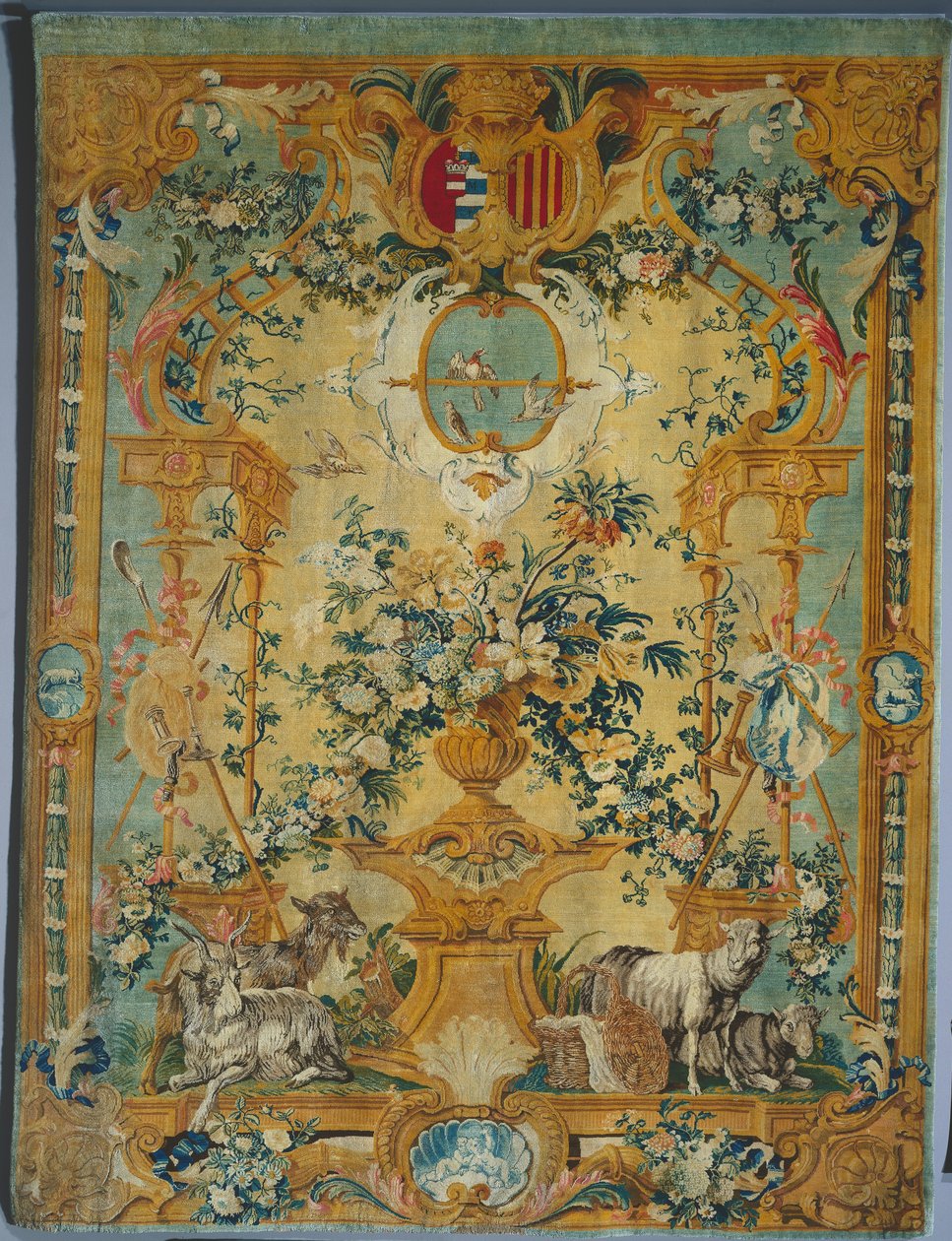 Savonnerie Panel: tavasz címerrel, gyártó Savonnerie Factory, Franciaország, 1717 előtt alkotó: French School