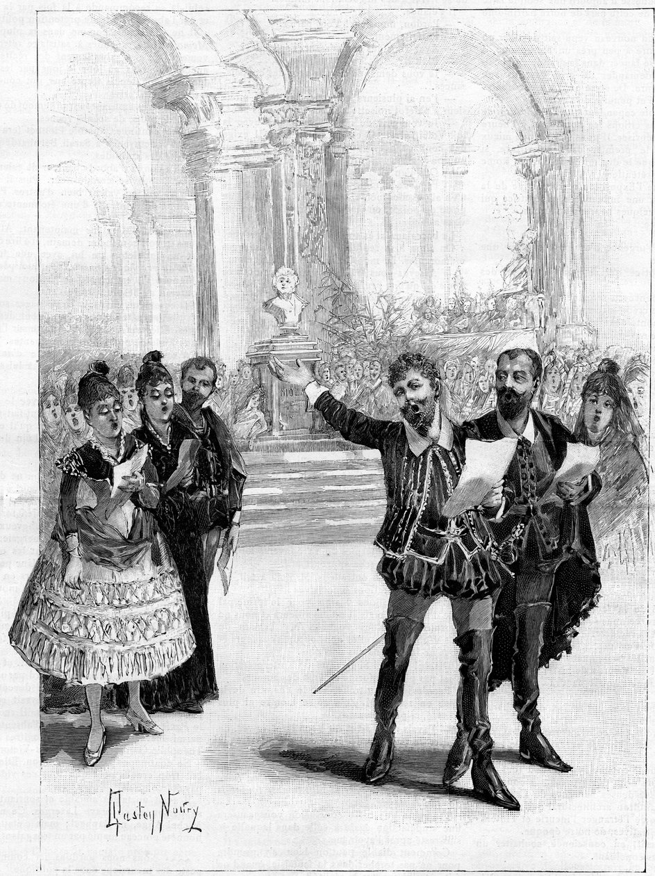 Jelenet Wolfgang Amadeus Mozart „Don Giovanni” című művéből (metszet) alkotó: French School