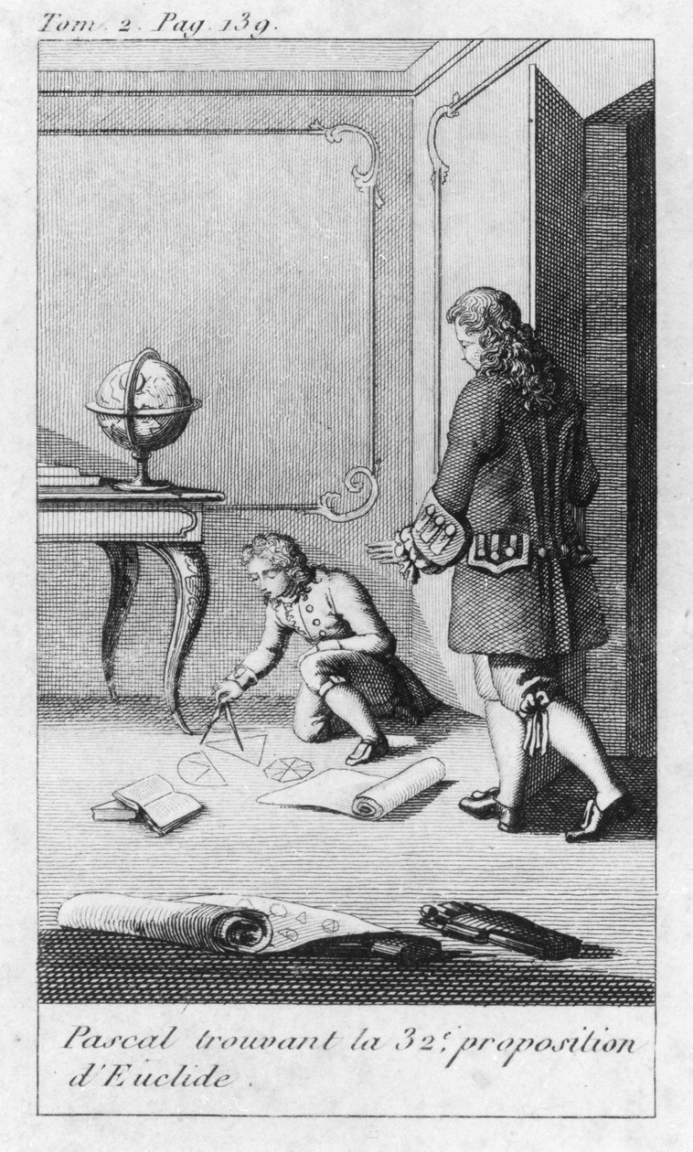 Jelenet Blaise Pascal (1623-62) gyermekkorából a 19. század elején alkotó: French School
