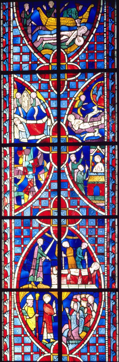 Jelenet St. Vincent életéből, 1245-7 (ólom- és festett üveg) alkotó: French School