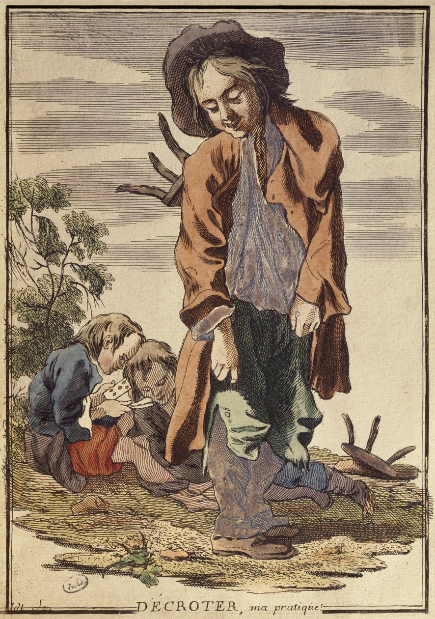 A sár lekaparása, gyakorlatom (színes gravírozás) alkotó: French School