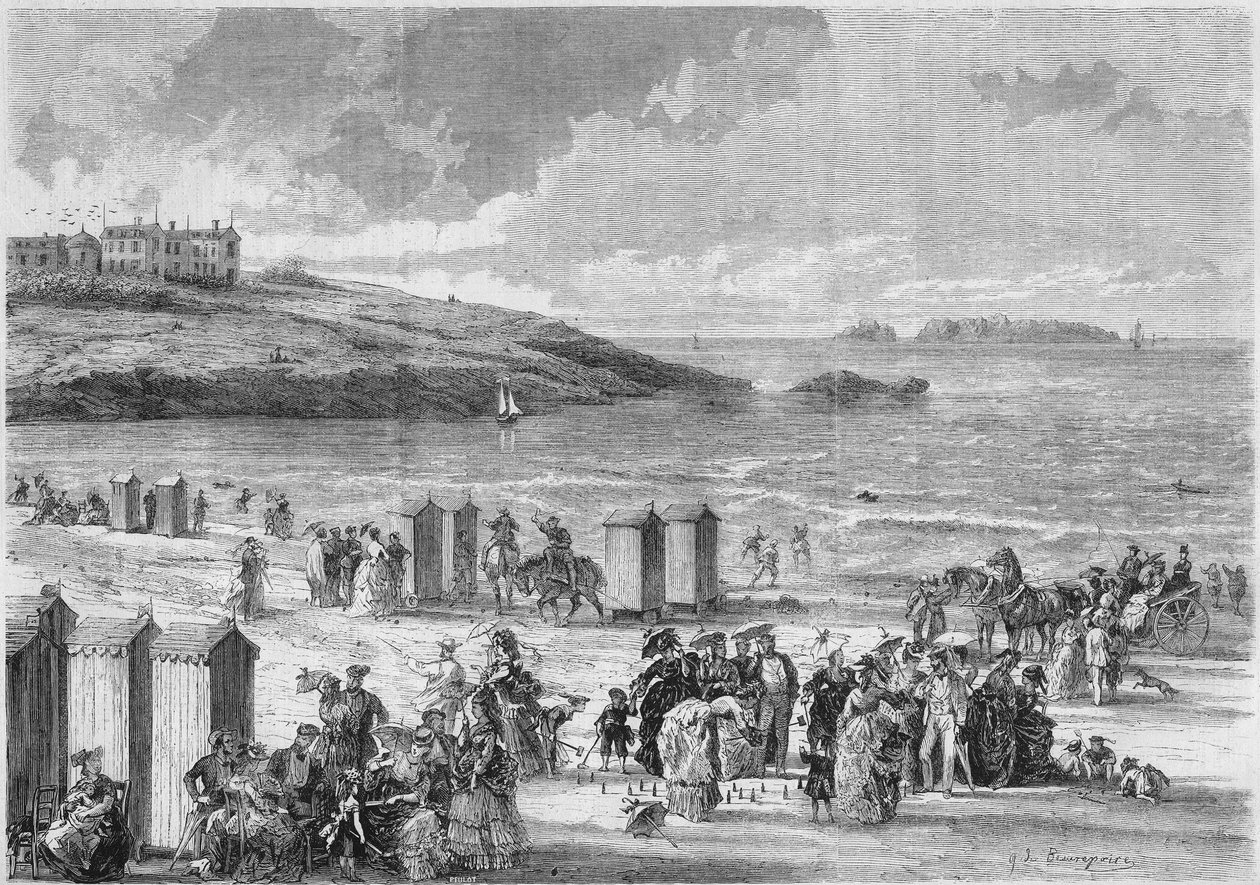 Tengeri fürdő: utolsó fürdőzők Dinard, Ille et Vilaine strandján (35) alkotó: French School