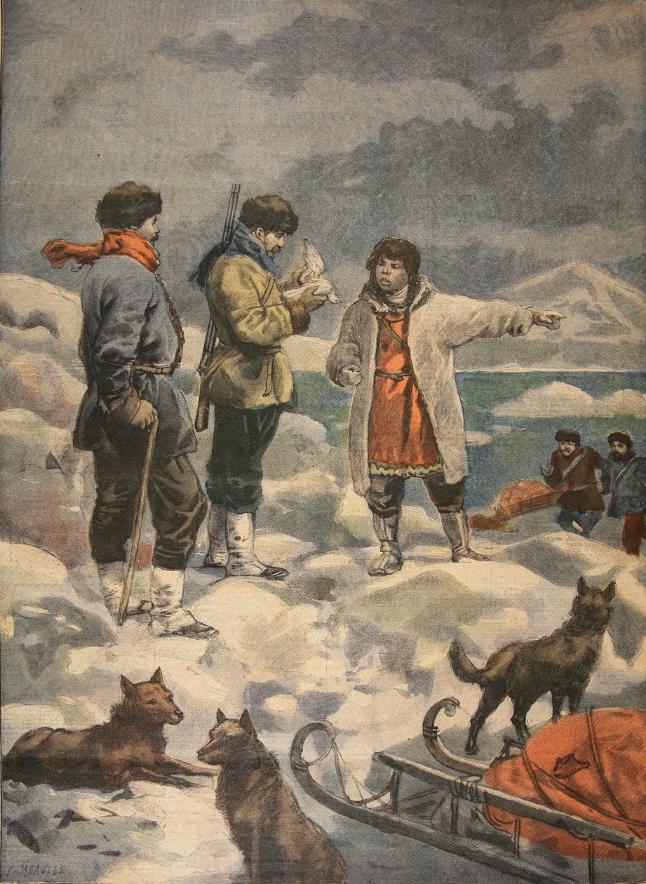 Andree keresése, News!, illusztráció a Le Petit Journalból: Supplement illustre, 1898 alkotó: French School