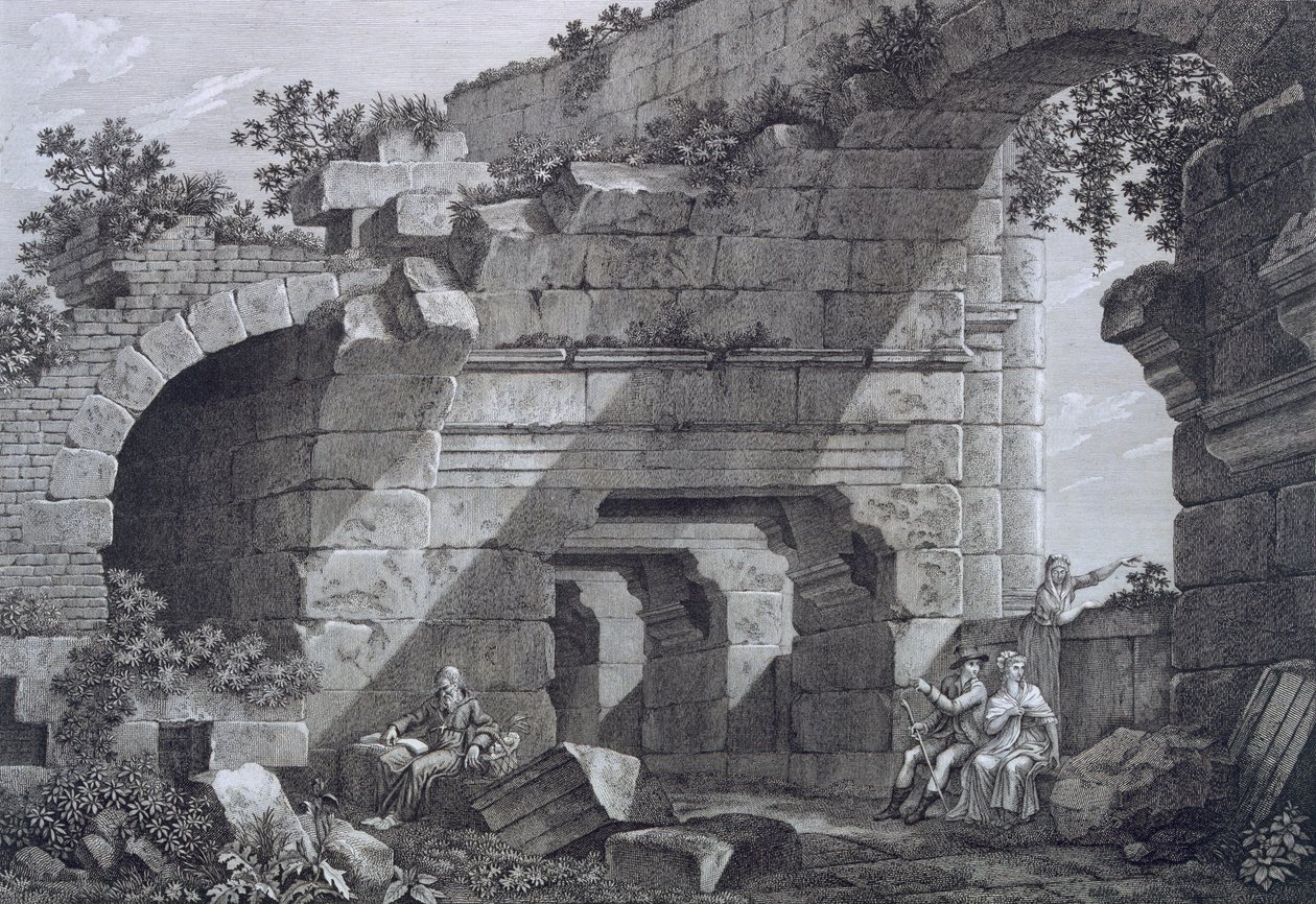 A nimes-i amfiteátrum második szintű galériái, a Antiquities of France: I. kötet, Nimes emlékművei alkotó: French School