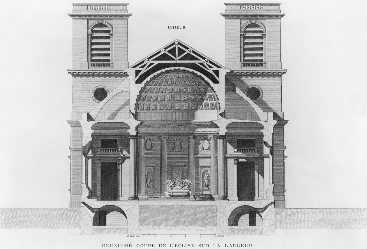A párizsi Saint-Philippe-du-Roule templom második keresztmetszete alkotó: French School