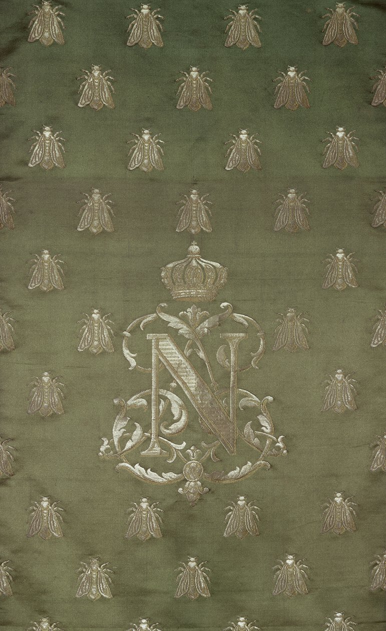 Zöld és arany damaszt metszet III. Napóleon (1808-73) emblémájával és királyi címerével alkotó: French School