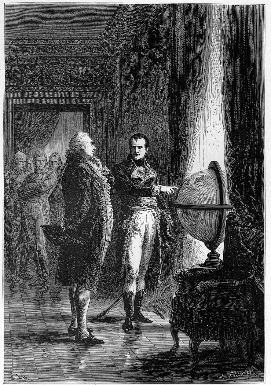 Nézze meg, milyen kis helyet foglal el a világon – BONAPARTE NAPOLEON, első konzul, aki Charles James Fox-szal (1749-1806) brit államférfiúval meglátogatta a Louvre szobáit 1801-ben – a „L