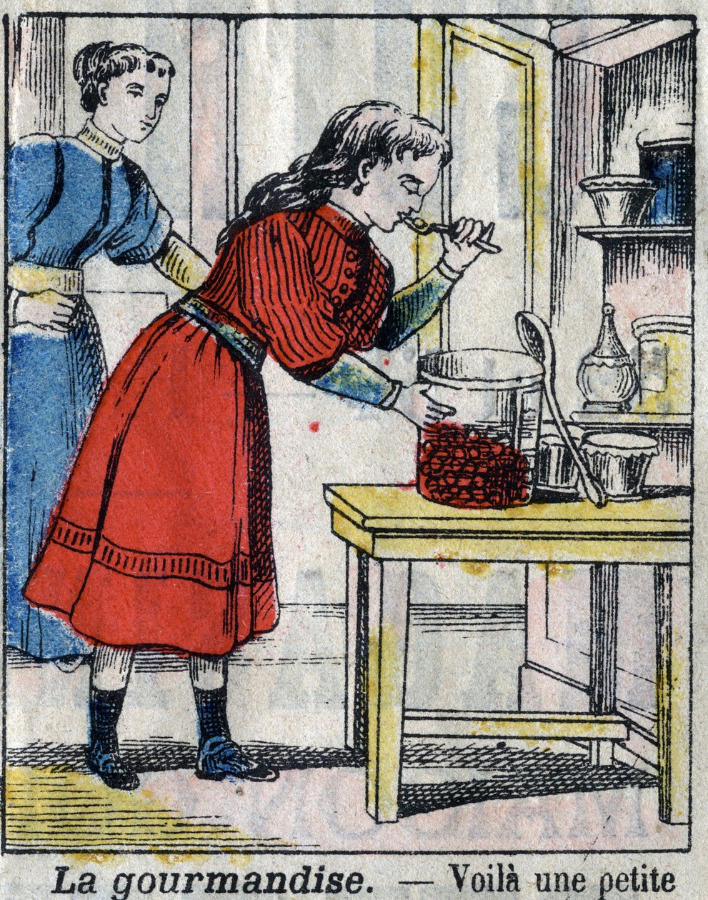 Hét halálos horgászat: Gourmandise. Epinális képalkotás a 19. század végén. (I sette peccati o vizi capitali) alkotó: French School