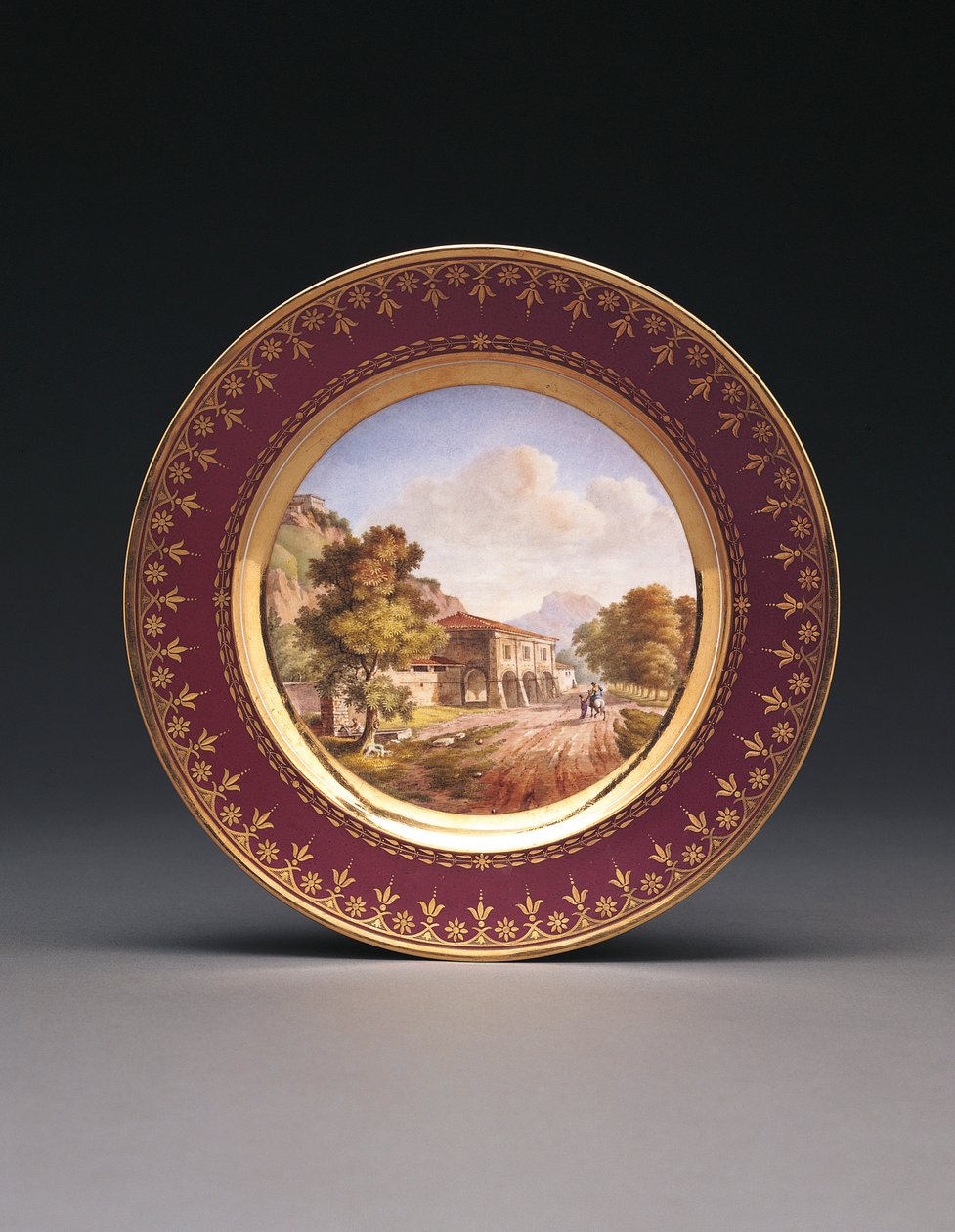 Sevres topográfiai lemez lila háttér alkotó: French School