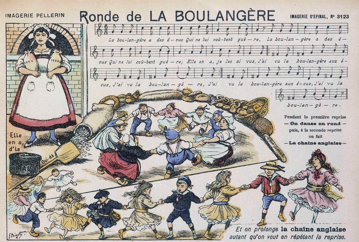 Kotta a "" Ronde de la boulangère "" népszerű dalhoz - kép: Epinal, Pellerin alkotó: French School