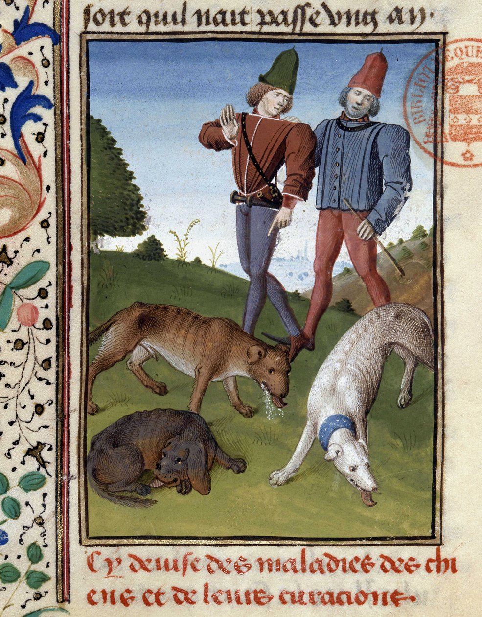 Beteg vadászkutyák – Gaston Phoebus, Foix grófja, Béarn ura „” vadászkönyvében” alkotó: French School