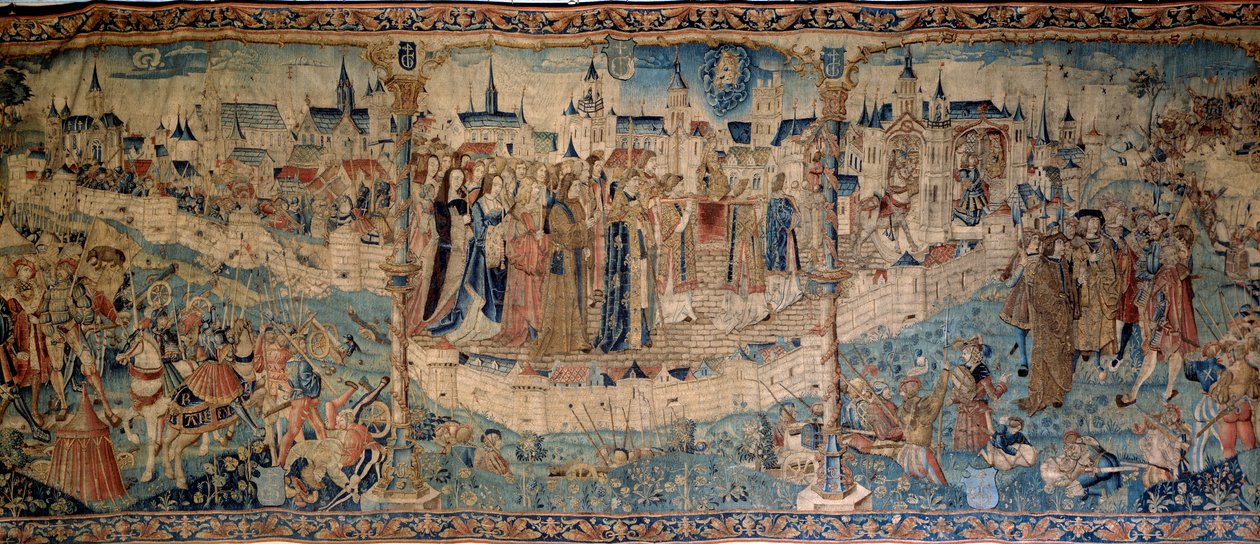 Dijon ostroma a svájciak által 1513. szeptember 7-én, Tournai gobelin, Musee des Beaux Arts de Dijon. alkotó: French School
