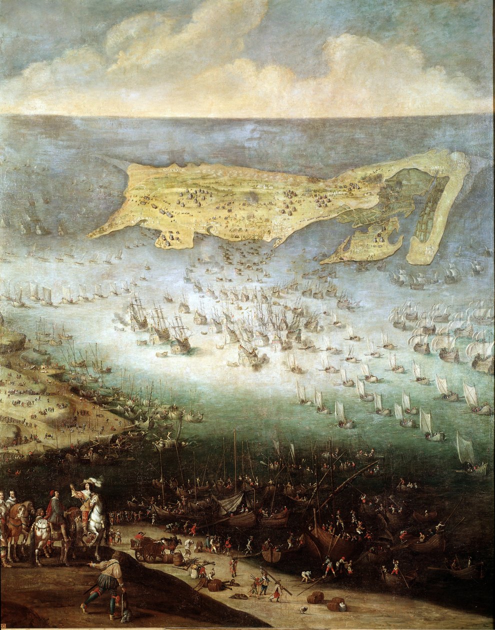 Szent Márton Citadella ostroma az Ile de Re-n, 1627-ben (festmény, 1640 körül) alkotó: French School