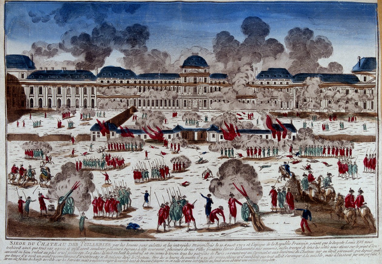 A Tuileriák várának (palotájának) ostroma augusztus 10-én alkotó: French School