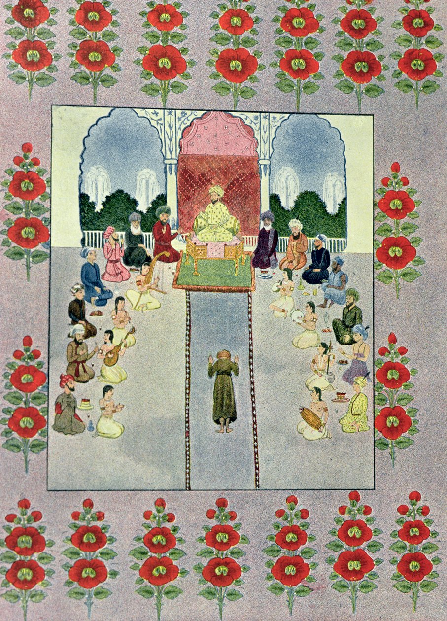 Szindbád, a tengerész átveszi Szindbádot, a Portást, Szindbád, a tengerész illusztrációja, Az Arab éjszakák, 1895 (színes metszet) alkotó: French School
